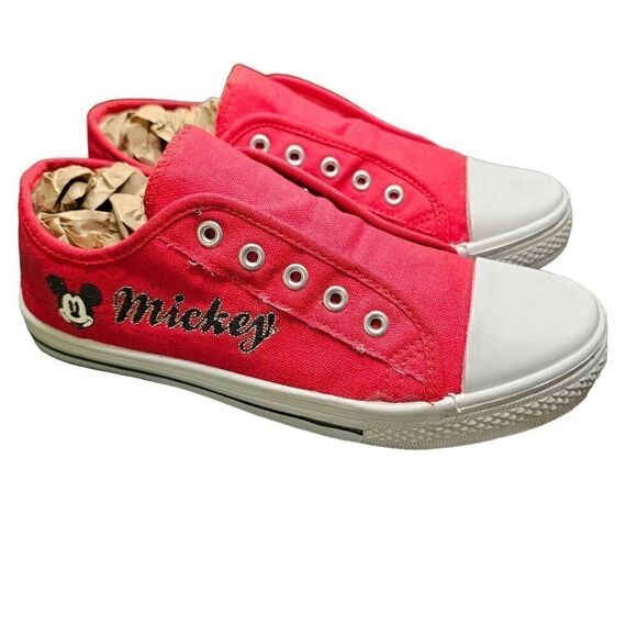 MICKEY Shoes DISNEY Red Size 10 Womens No Laces Slip Ons - Picture 11 of 12